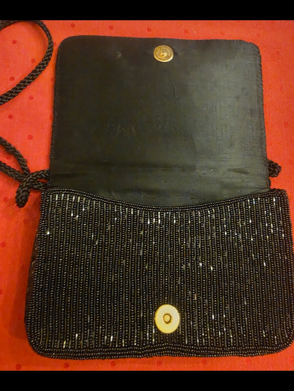 Stunning Vintage Black Beaded Multicolor Embroidered Evening Clutch - Picture 6 of 10